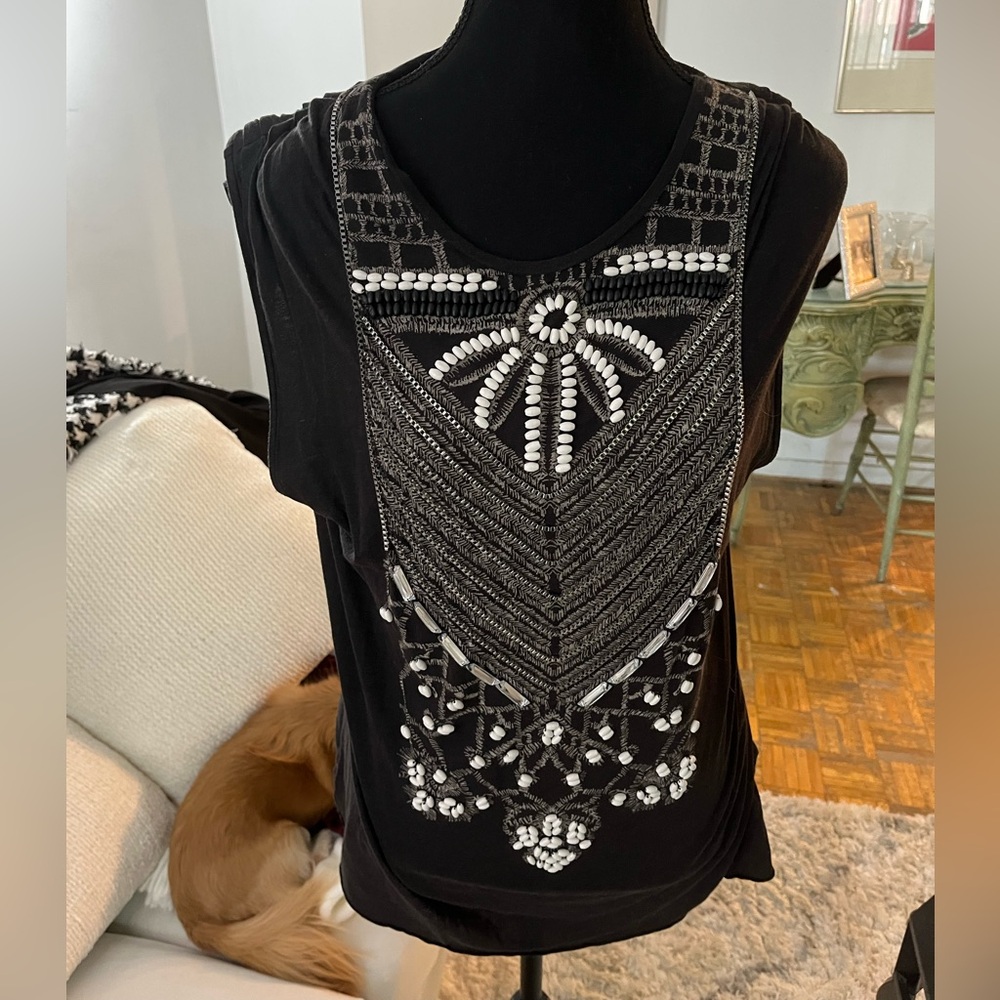 Sass & bide Embellished Black Sleeveless Top